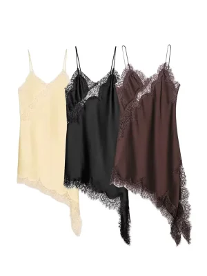 Women’s Asymmetrical Hem Lace Mini Dress