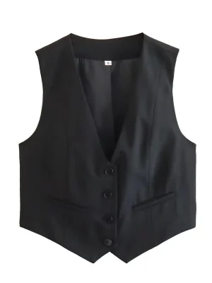Women’s V-Neck Sleeveless Waistcoat