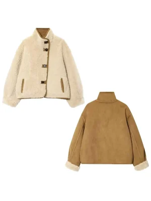 Women’s Faux Lamb Wool Coat Double Sided Jacket