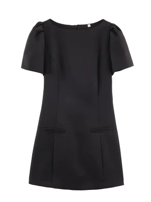 Women’s Yellow Mini Dress Slim Short Sleeve