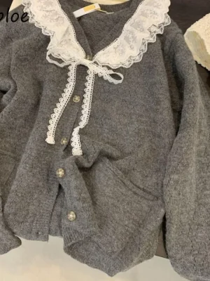 Women’s Fairycore Lace Doll Collar Cardigan