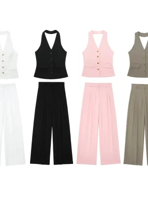 Women’s Halter Crop Top & Pants Set