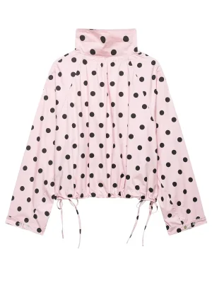 Women’s Pink Polka Dot Drawstring Jacket