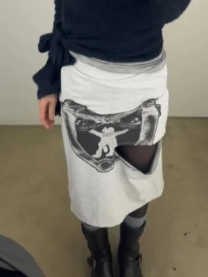 Lovely Lace-Up Printed Casual Skirt for Women