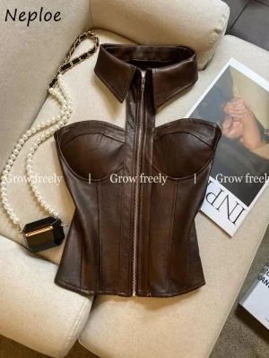 Women’s Vintage Patchwork Halter Crop Top