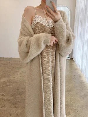 Women’s Fluffy Knit Cardigan Sweater