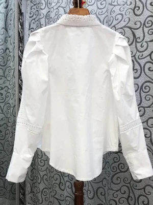 Women’s Lace Hollow Out Lantern Sleeve Blouse