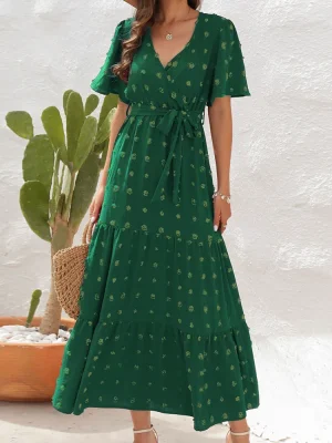 Green Boho Maxi Dress for Women