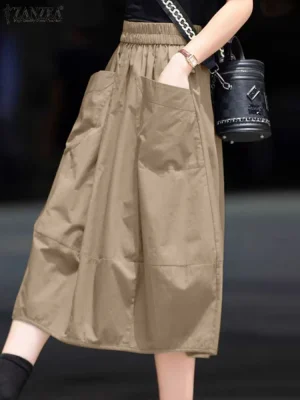 Women’s Korean Cargo Midi Skirt