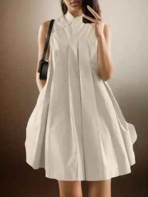 Elegant Mandarin Collar A-Line Dress