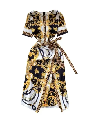 Elegant Court Style Lace Waist Dress