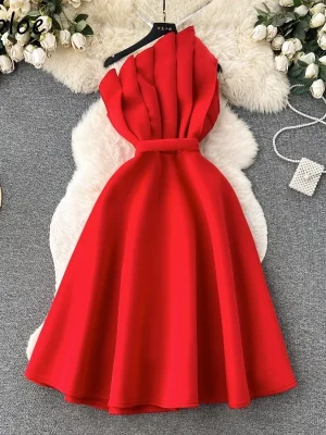 Sexy Strapless Vintage Y2K Dress