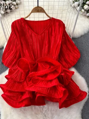 Summer V-Neck Ruffle Sleeve Top