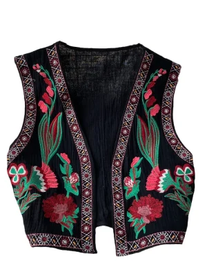 Vintage Chinese Style Embroidered Vest Jacket