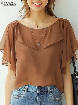 Women’s Ruffle Sleeve Chiffon Summer Blouse