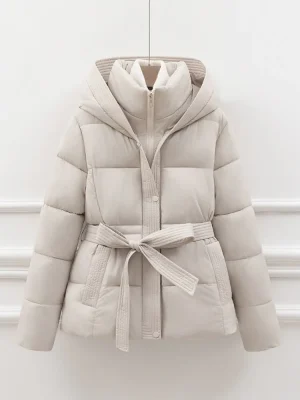 Vintage Lace-Up Slim Waist Down Coat