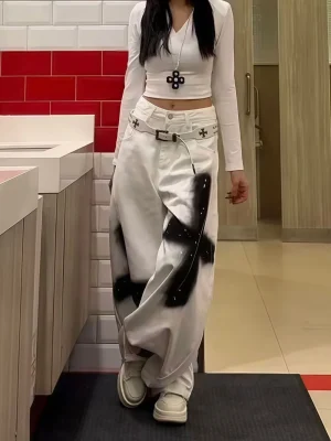 American Vintage Cross Print Mom Jeans