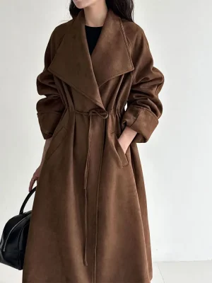 Women’s Classic Brown Long Trench Coat