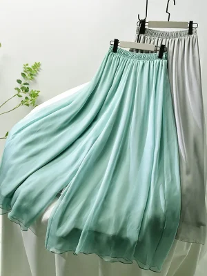 Womens Chiffon Wide Leg Pants Two Layer