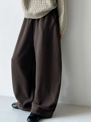 Women’s Cotton Wool Blend Wide Leg Pants