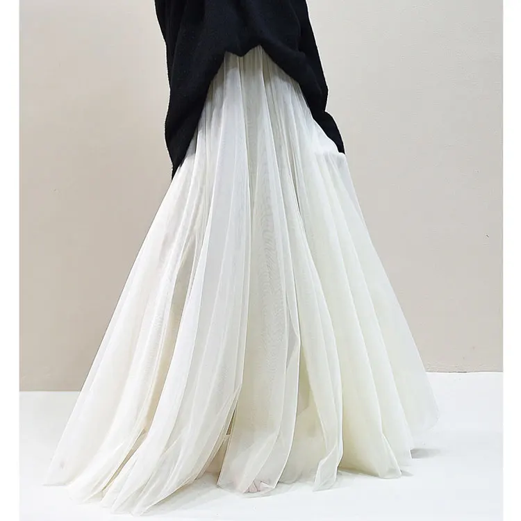 Elegant Mesh A-Line Maxi Skirt