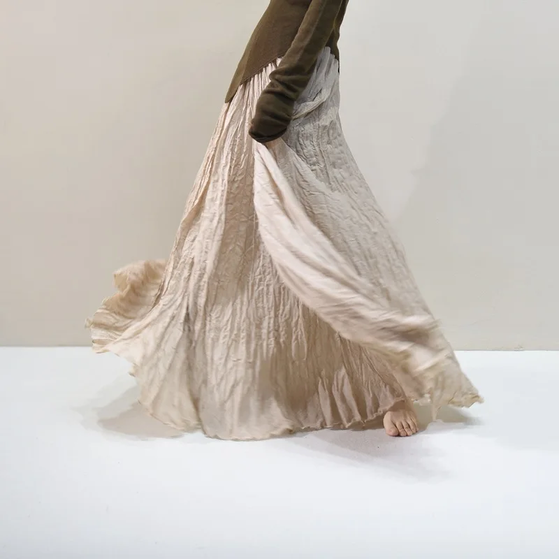 High Waist Linen A-Line Maxi Skirt - Image 6