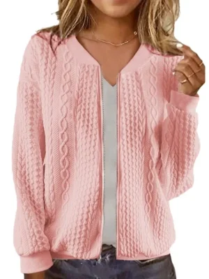 Women's Jacquard Zip-Up Baseball Jacket