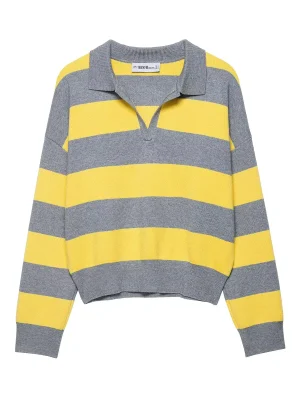 Women’s Striped Knit Polo Sweater