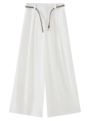 Women’s High Waist Wide Leg Pants with Belt