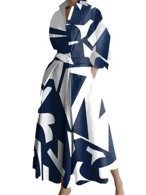 Women Polo Collar Maxi Dress