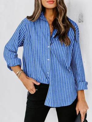 Women’s Striped Button-Up Blouse