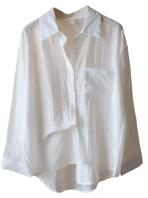 Women’s Sheer Turn-Down Collar Blouse