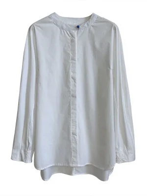 Womens Cotton O Neck Long Sleeve Blouse