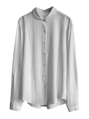 Women’s White Long Sleeve Button Blouse