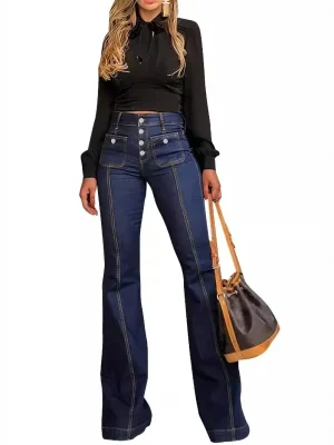 Retro Patchwork Flared Jeans