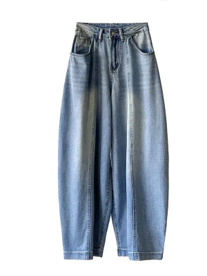 Women's High-Waist Wide-Leg Denim Pants