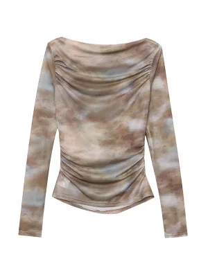 Women’s One Shoulder Blouse Slim Fit Long Sleeve