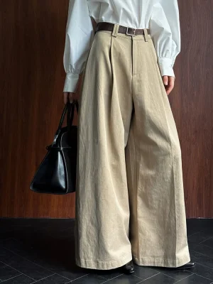 Women’s Cotton High Waist Wide Leg Pants