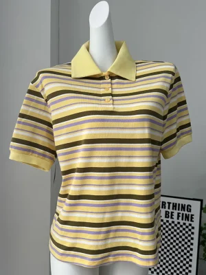 Women’s Striped Cotton Polo T Shirt