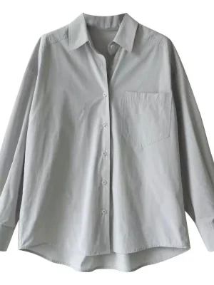 Women’s Cotton Long Sleeve Collared Blouse