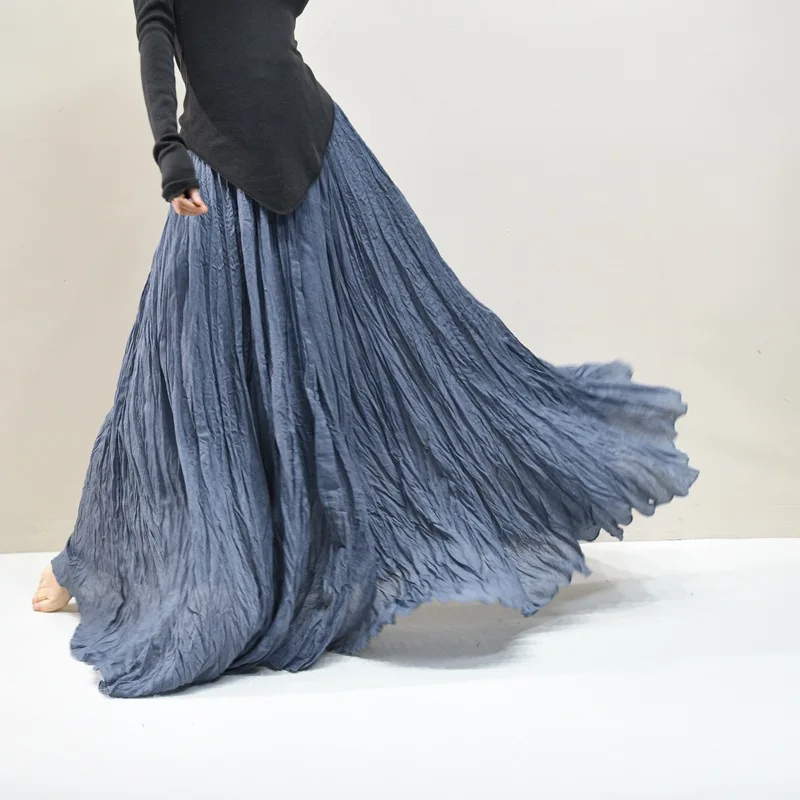 Elegant Pleated A-Line Maxi Skirt - Image 3