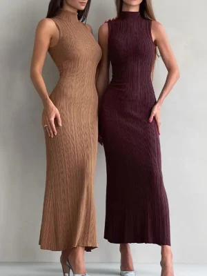 Women's Knitted High Neck Tank Dress