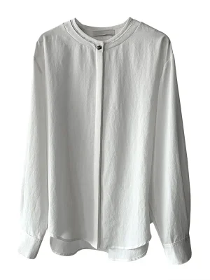 Womens White O Neck Long Sleeve Blouse