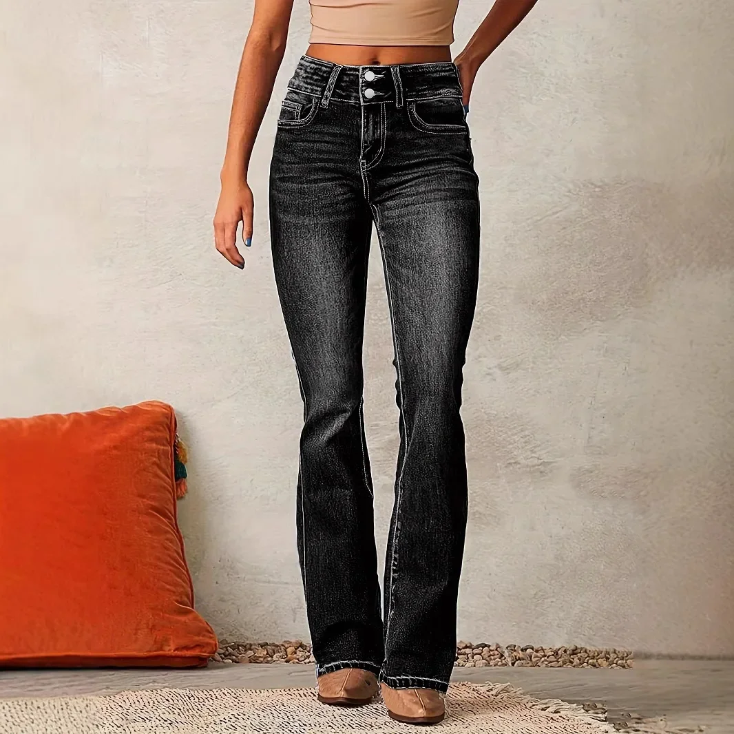 Women's Vintage Stretch Flared Jeans - Image 4