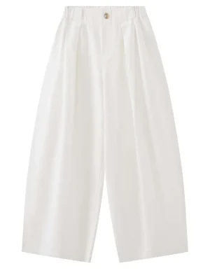 Women’s Cotton Wide Leg Pants High Waist Stretch Waist