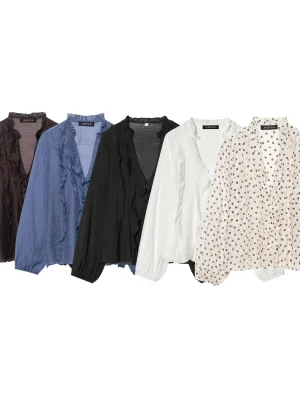 Women’s Polka Dot Ruffle Blouse