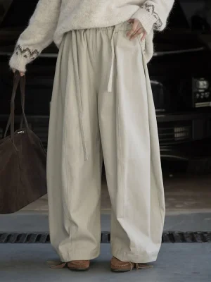Women’s Cotton High Waist Wide Leg Pants