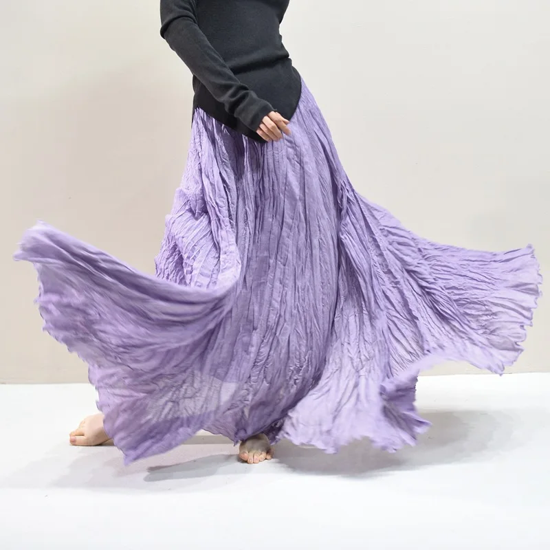 Elegant Pleated A-Line Maxi Skirt - Image 4