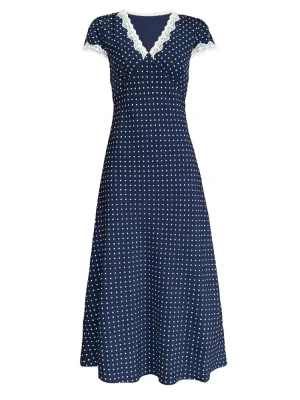 Women’s Polka Dot Lace Boho Maxi Dress