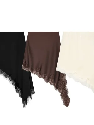 Vintage Asymmetrical Lace Midi Skirt